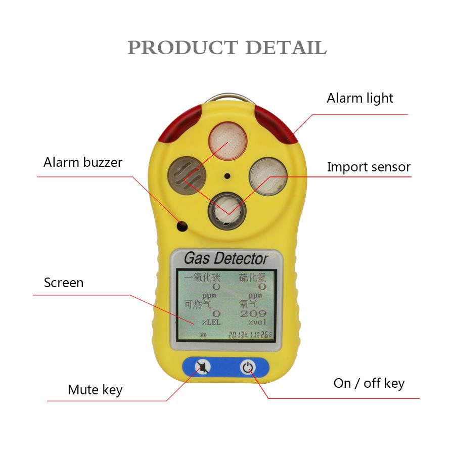 portable multi 4 in 1 gas detector 